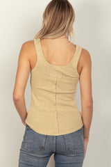 VERY J Y2K Washed Ribbed Tank Top with Placket Detail - Spring Essentials