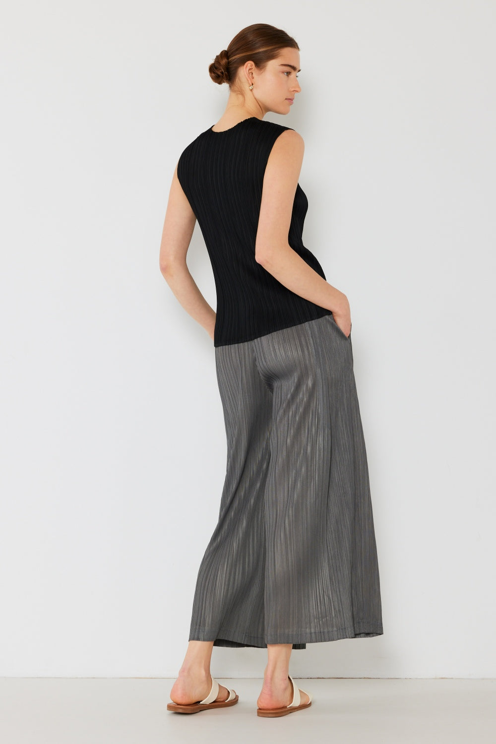 Marina West Swim Women's Pleated Wide-Leg Pants with Chic Side Pleat Detail