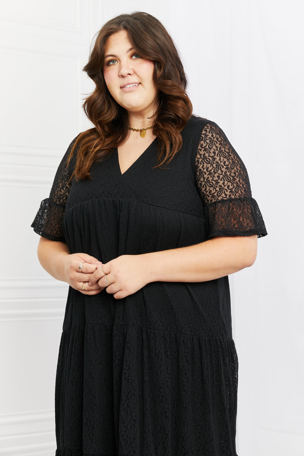 P & Rose Lovely Lace Full Size Tiered Midi Dress - Elevate Your Style