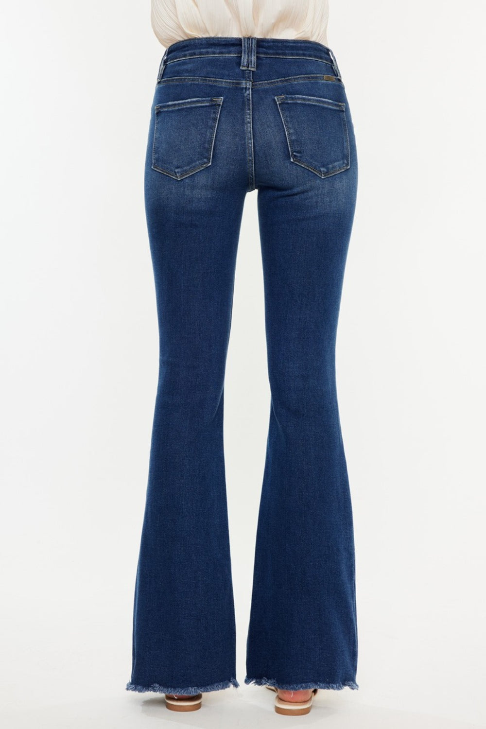 Kancan Cat's Whiskers Raw Hem Flare Jeans - Stylish Flare Denim with Edgy Raw Hem