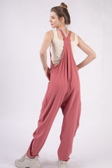 Trendy VERY J Plunge Neck Sleeveless Jumpsuit with Pockets - Chic & Versatile