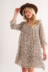 And The Why Women's Leopard Print Ruffle Hem Mini Dress - Chic & Flirty