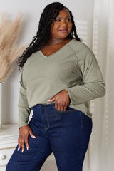 Culture Code Full Size V-Neck Long Sleeve T-Shirt - Versatile Wardrobe Essential