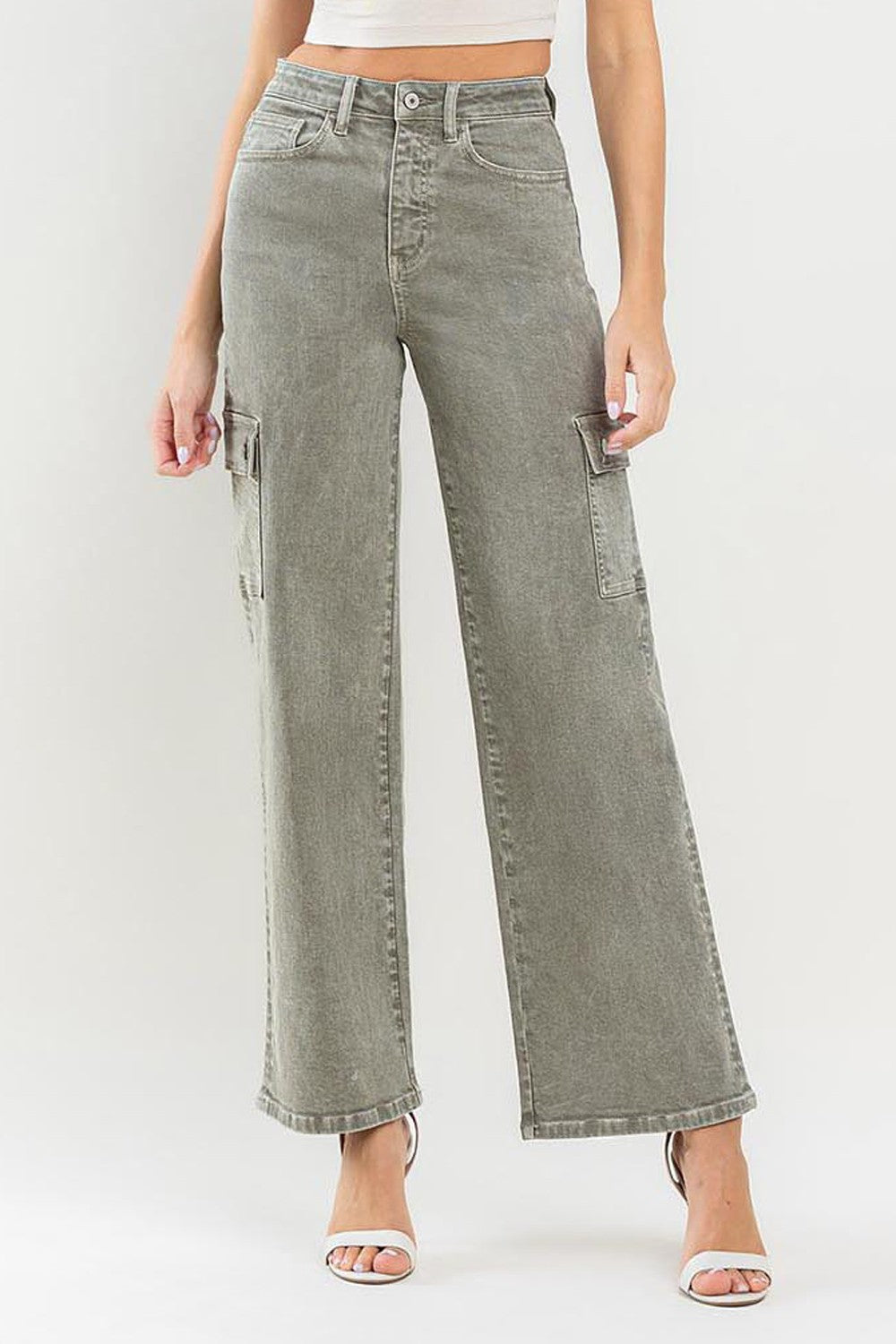 Vervet by Flying Monkey '90s Super High Rise Cargo Jeans - Vintage Style with Modern Comfort
