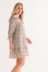 And The Why Women's Leopard Print Ruffle Hem Mini Dress - Chic & Flirty