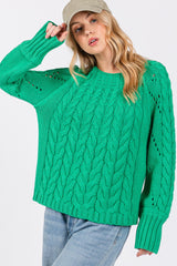 SAGE + FIG Women's Oversized Cable-Knit Long Sleeve Sweater with Ribbed Cuffs