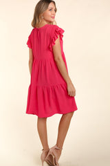 Elegant Ruffle Dress with Smocked Waist & Pockets - Full Size Range