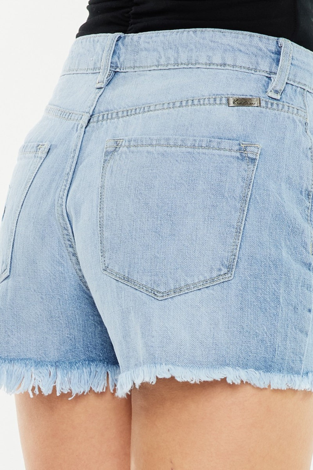 Kancan Women's Raw Hem Distressed High Waist Denim Shorts - Trendy and Comfortable