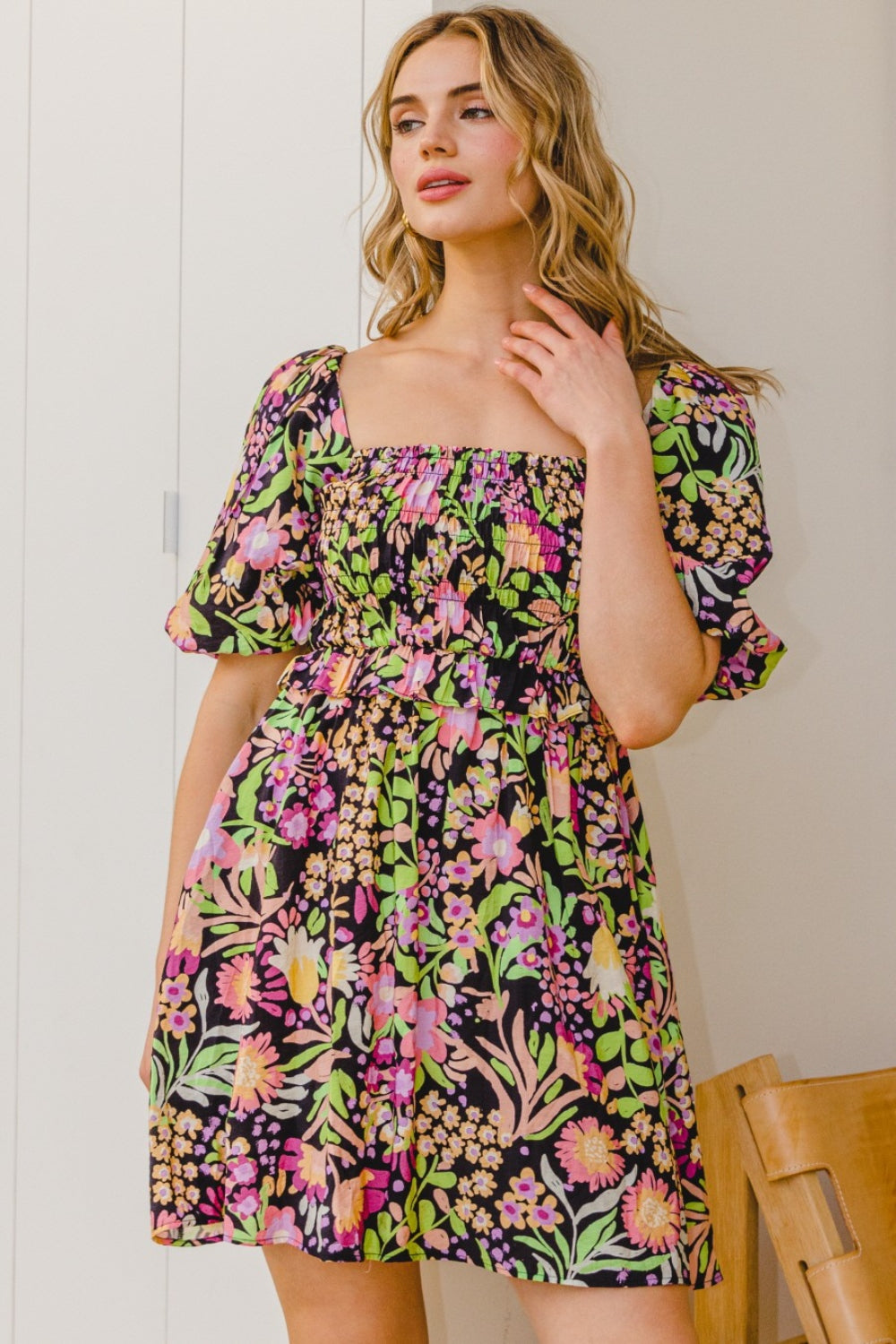 ODDI Floral Tie-Back Mini Dress - Chic & Feminine Summer Fashion