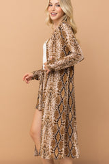 And The Why Women's Snake Print Kimono Longline Cardigan - Open Front, Lightweight & Stylish