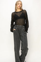 HYFVE Openwork Ribbed Long Sleeve Knit Top - Chic & Comfortable Fashion