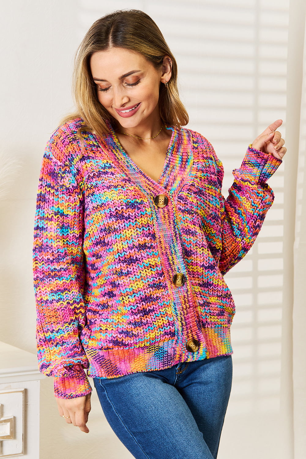Woven Right Women's V-Neck Long Sleeve Cardigan - Chic Layering Essential