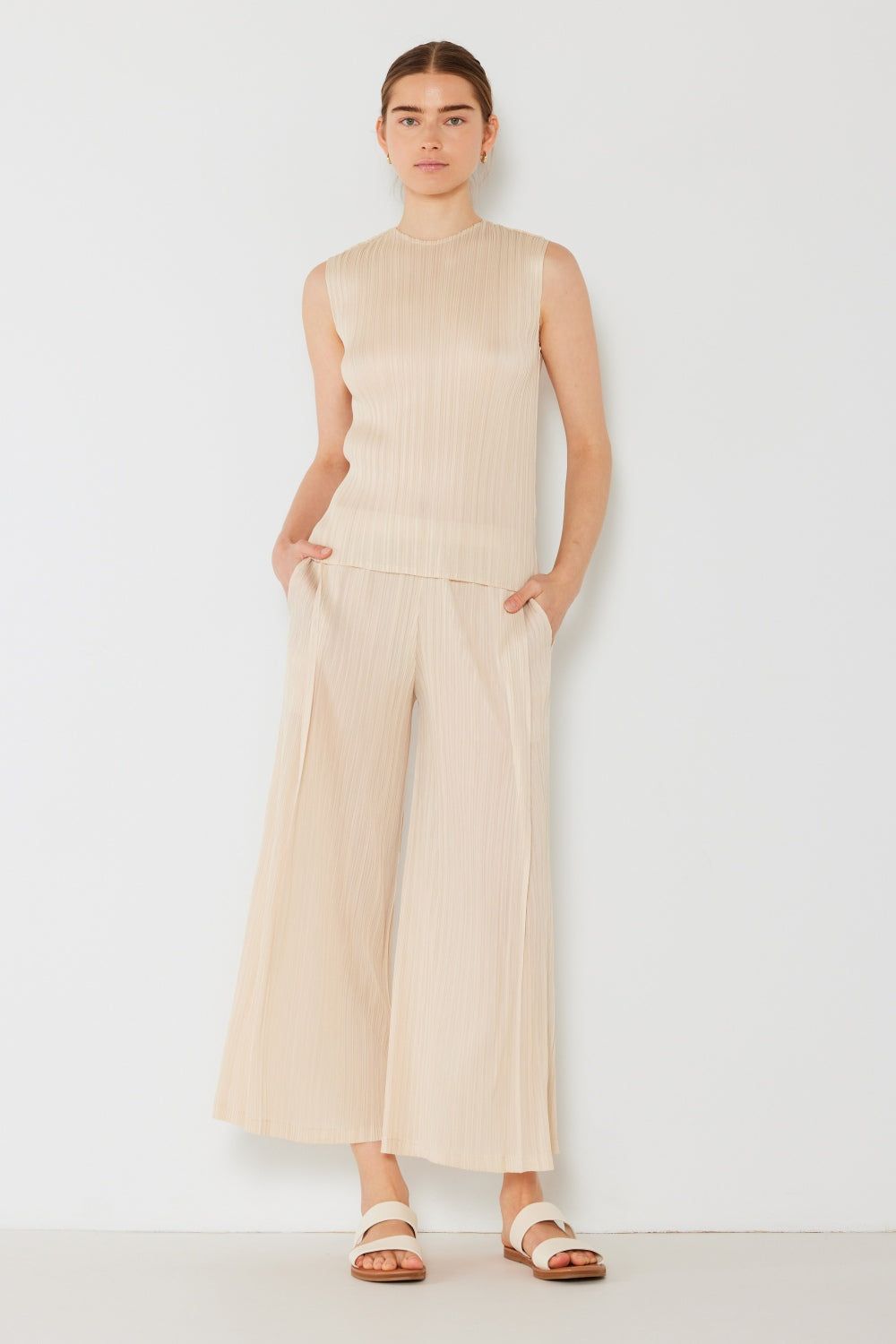 Marina West Swim Women's Pleated Wide-Leg Pants with Chic Side Pleat Detail