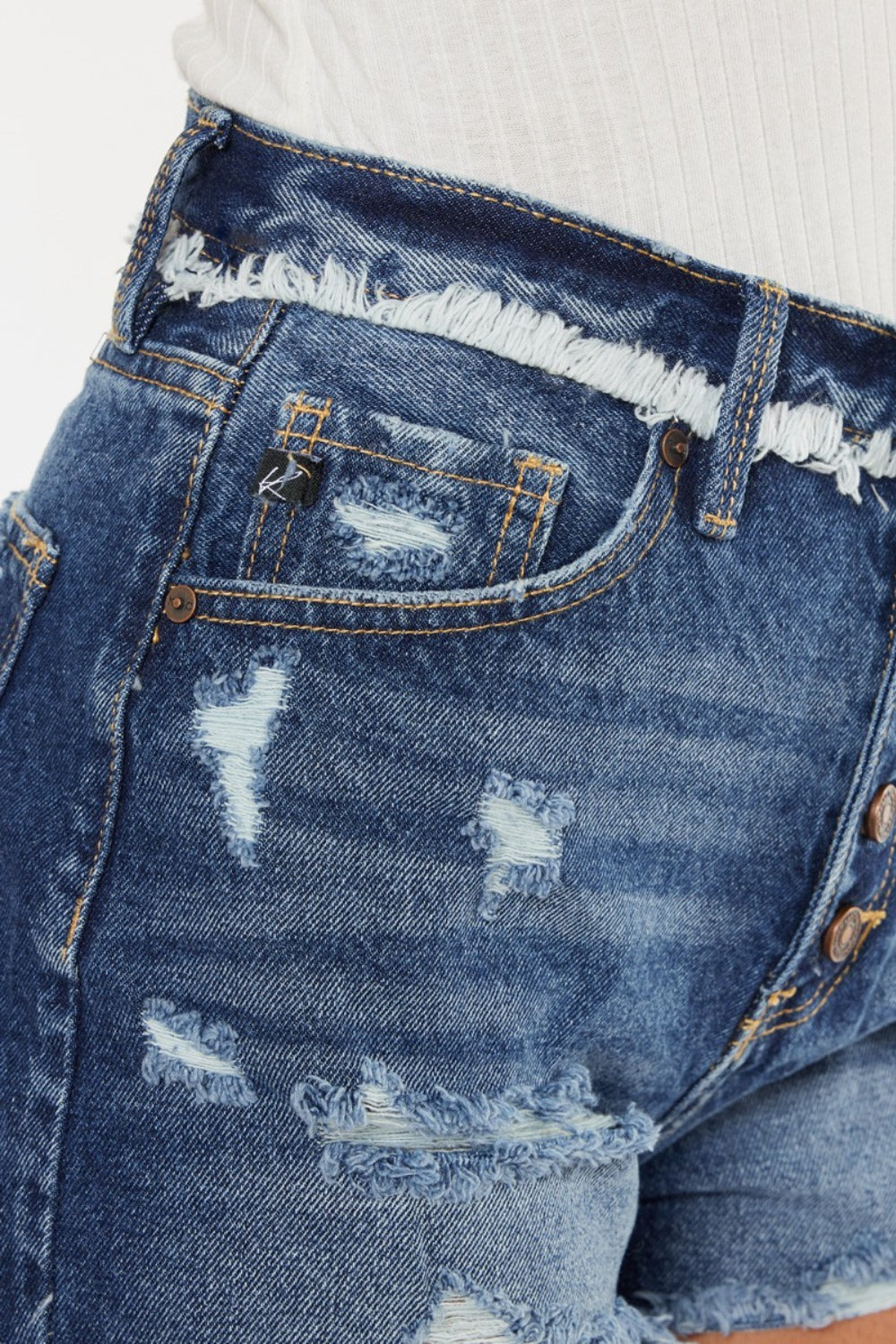 Kancan Distressed Button Fly Denim Shorts - Trendy Summer Fashion for Casual & Chic Outfits