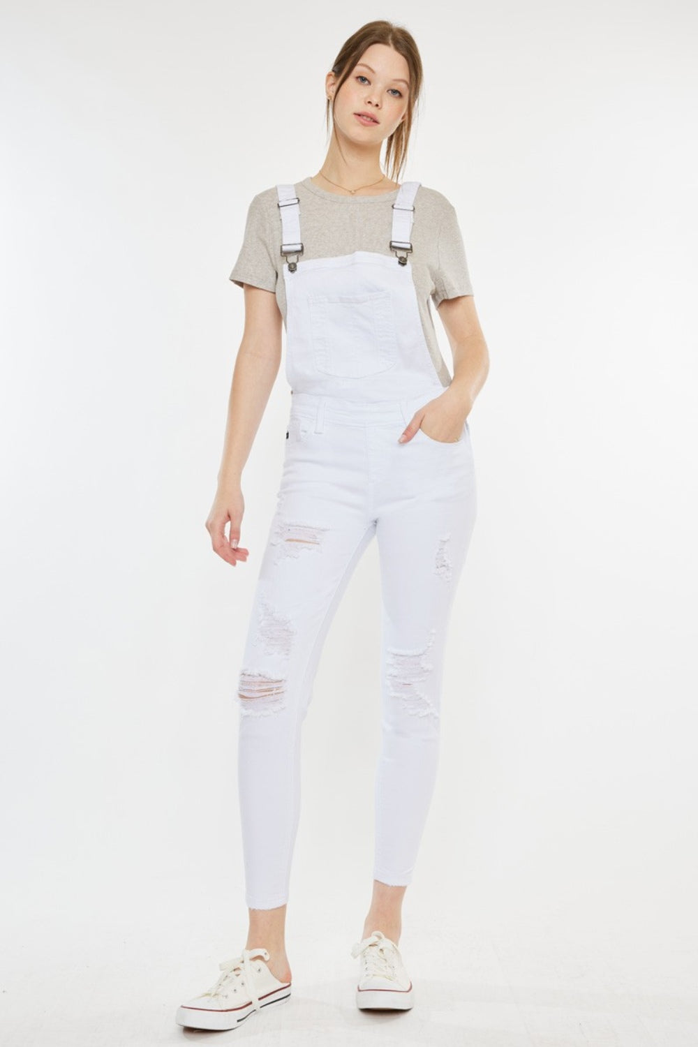 Kancan Women's Distressed Skinny Denim Overalls - Trendy & Comfortable Fit
