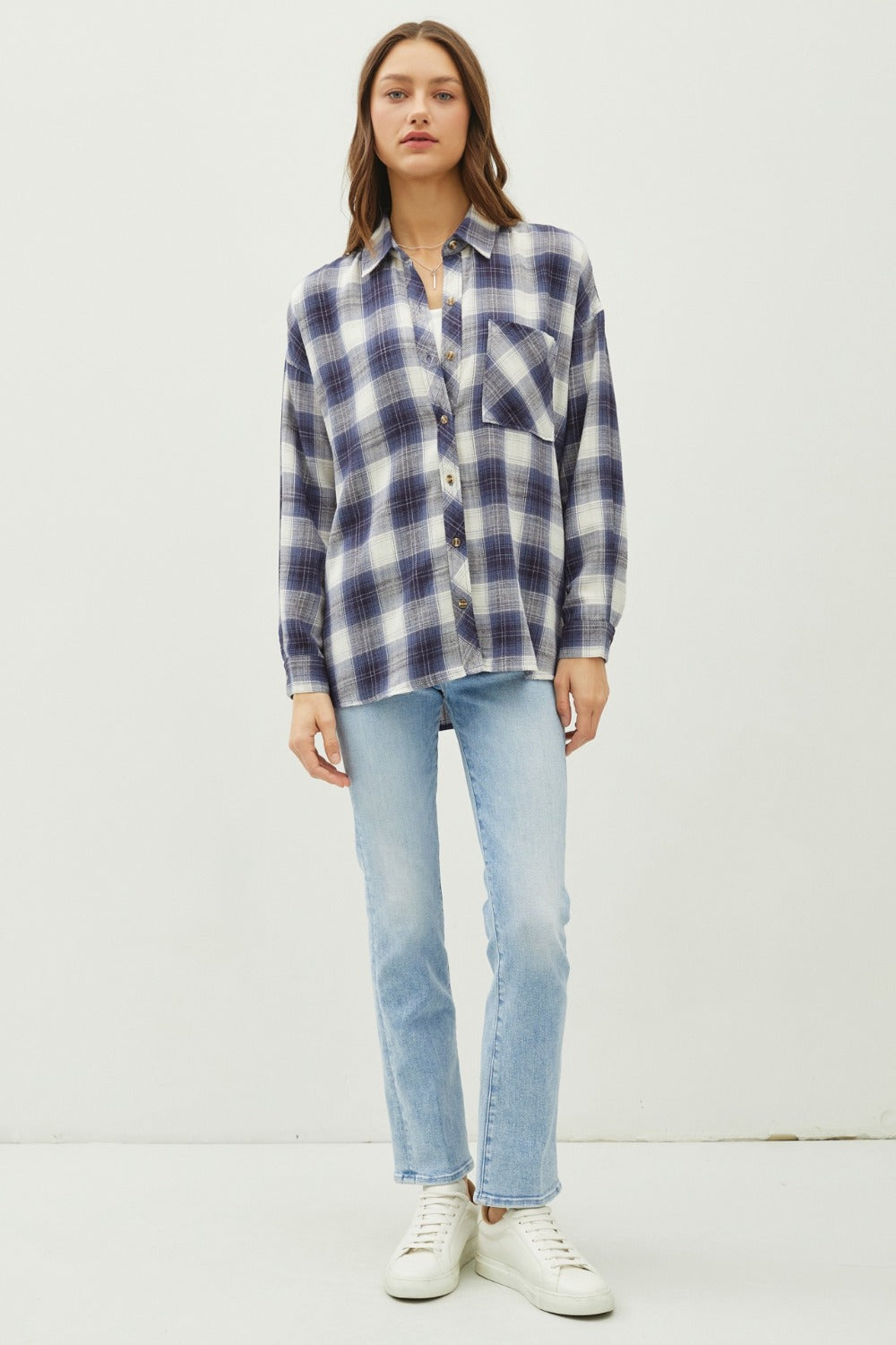 Cozy Plaid Flannel Button-Down Shirt with Chest Pocket - Be Cool Collection