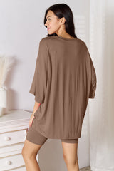 Comfortable Rayon Three-Quarter Sleeve Top and Shorts Set for Women