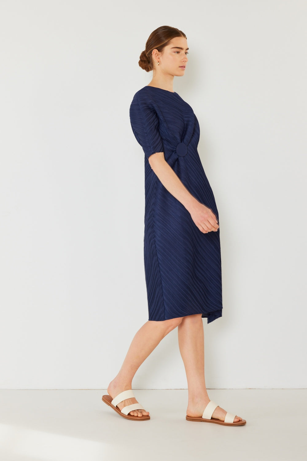 Elegant Pleated Dolman Sleeve Dress by Marina West Swim