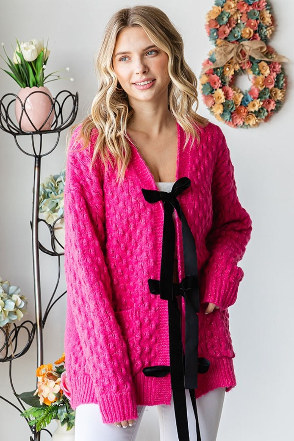First Love Women's Tie Closure Open Knit Cardigan - Cozy & Stylish