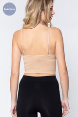 ACTIVE BASIC Round Neck Crop Rib Seamless Cami - Enhanced