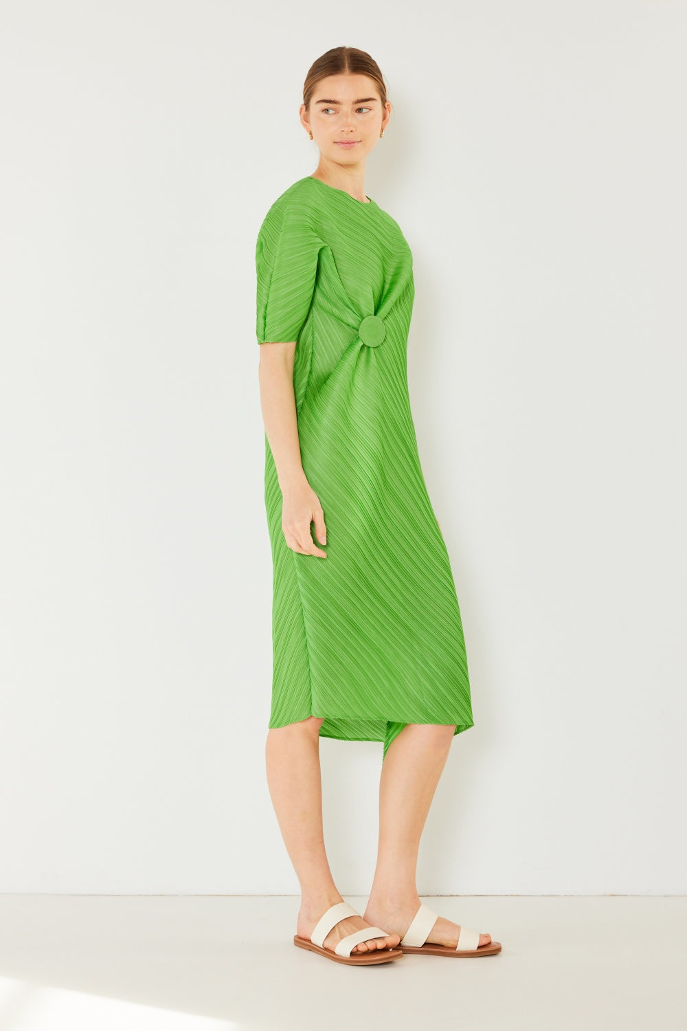 Elegant Pleated Dolman Sleeve Dress by Marina West Swim