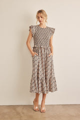 Floral Smocked Ruffled Midi Dress - Romantic & Elegant Women's Fashion
