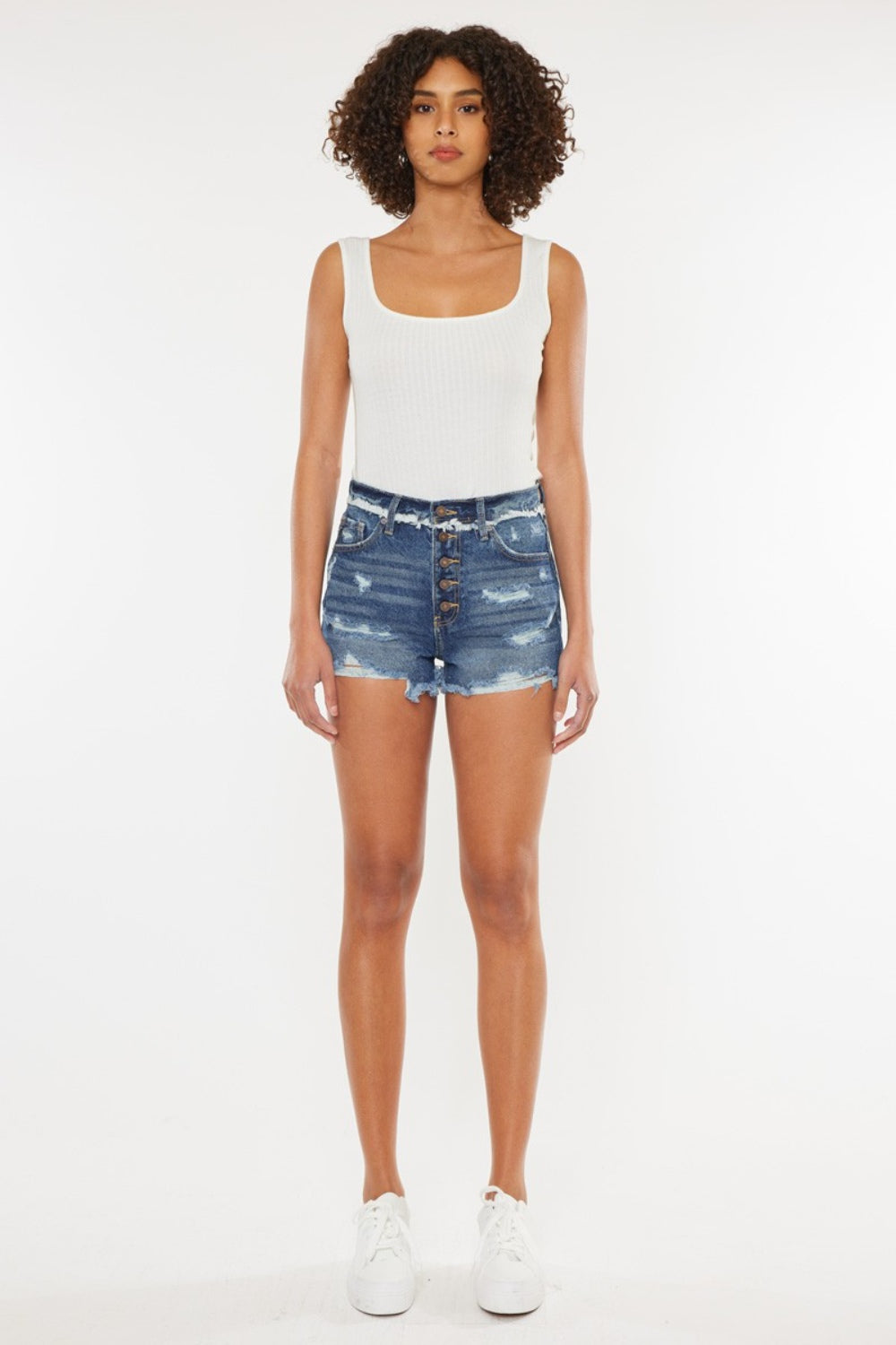 Kancan Distressed Button Fly Denim Shorts - Trendy Summer Fashion for Casual & Chic Outfits