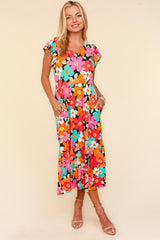 Haptics Floral Midi Dress with Side Pockets - Versatile Spring & Summer Fashion