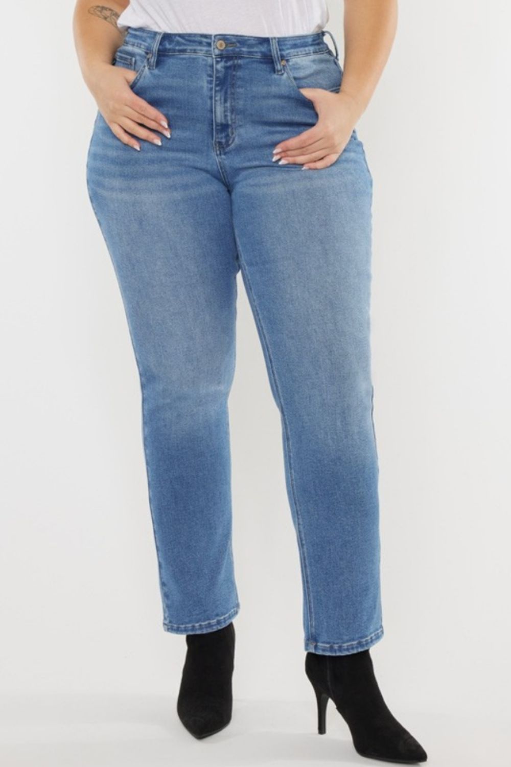 Kancan Full Size High Waist Jeans with Cat's Whiskers Detailing - Vintage Charm & Flattering Fit