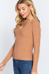 Stylish Viscose Rib Knit V-Neck Top | Essential Versatile Wardrobe Piece