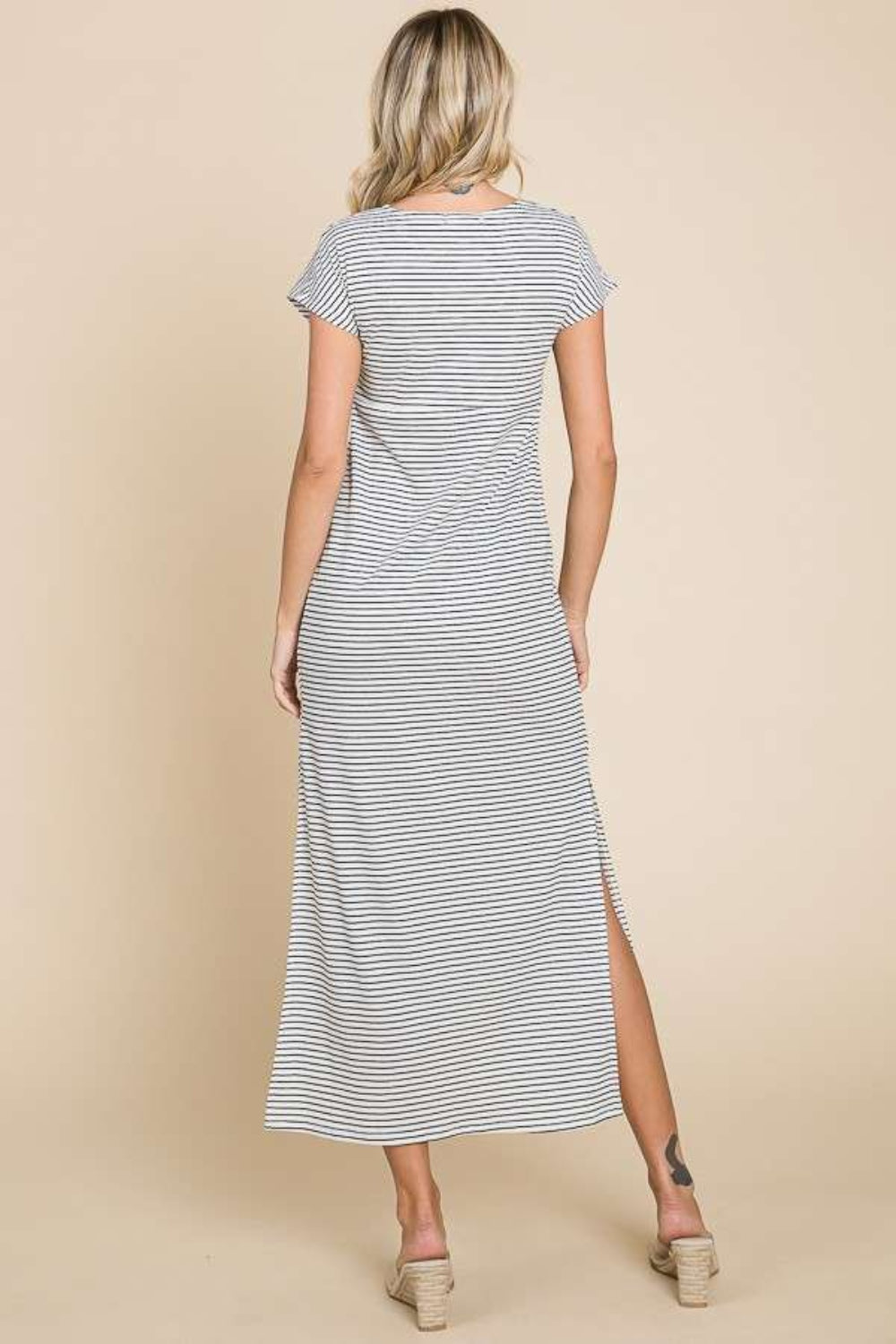 Culture Code Full Size Striped Dress with Twisted Detail - Trendy and Versatile