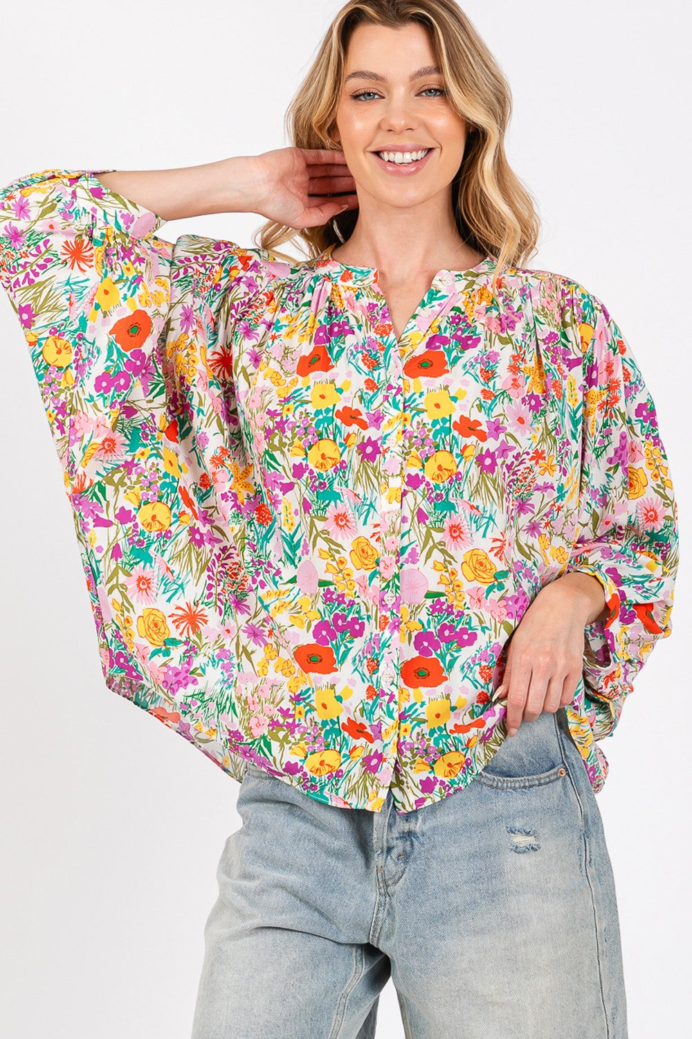 SAGE + FIG Women’s Button Down Floral Shirt – Chic & Versatile