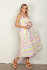 Stylish Striped Woven Smocked Midi Cami Dress by VERY J