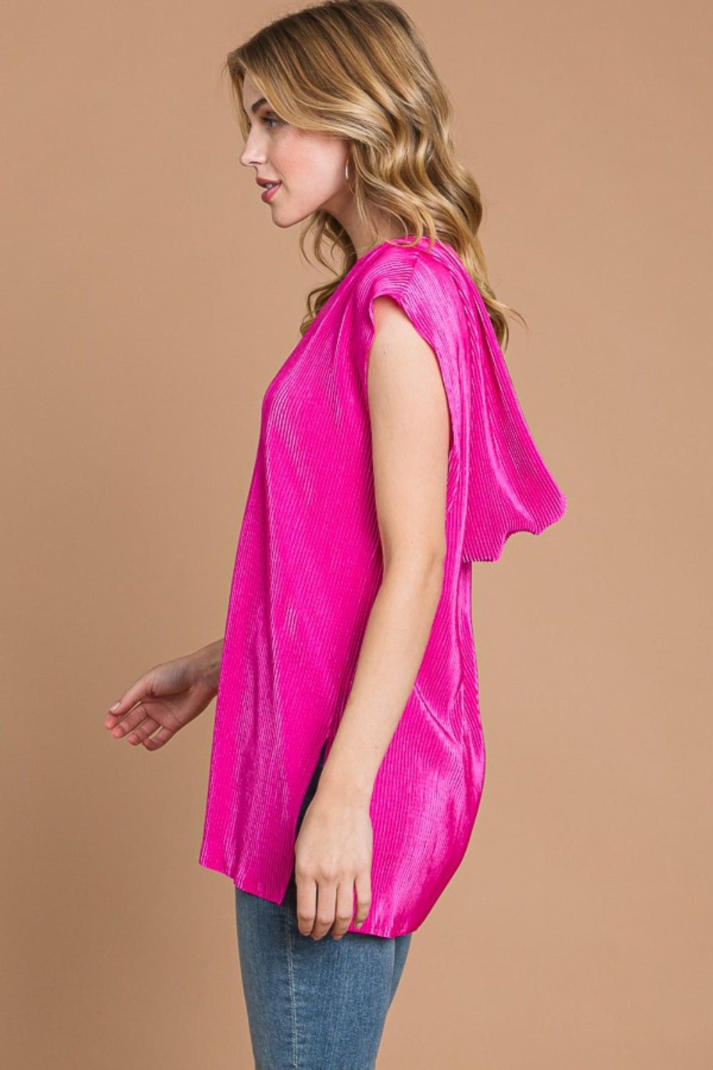 Trendy Culture Code Slit Cap Sleeve Hooded Top - Versatile Fashion Essential