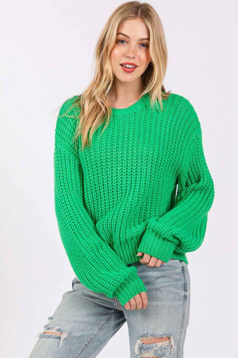 SAGE + FIG Women's Cozy Knit Sweater - Stylish Round Neck Drop Shoulder Pullover