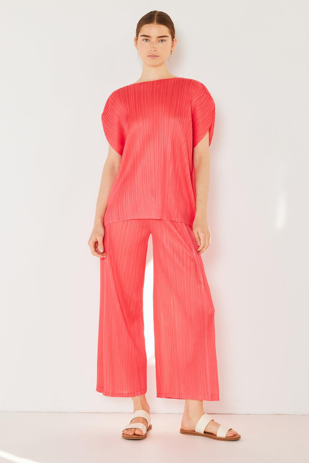 Marina West Swim Women's Pleated Wide-Leg Pants with Chic Side Pleat Detail