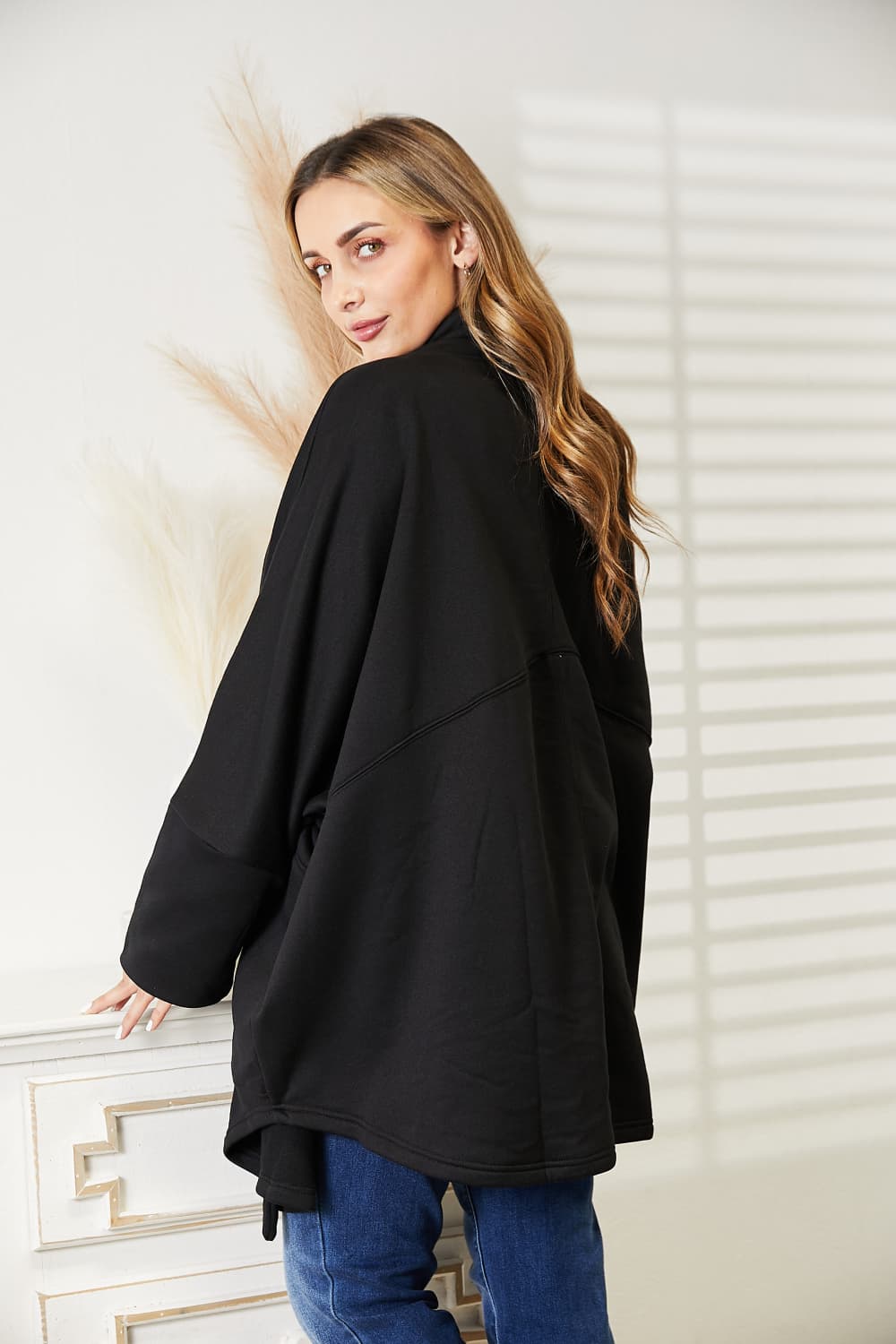 HEYSON Women's Full Size Cardigan with Elegant Scarf Design - Versatile & Stylish
