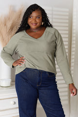 Culture Code Full Size V-Neck Long Sleeve T-Shirt - Versatile Wardrobe Essential