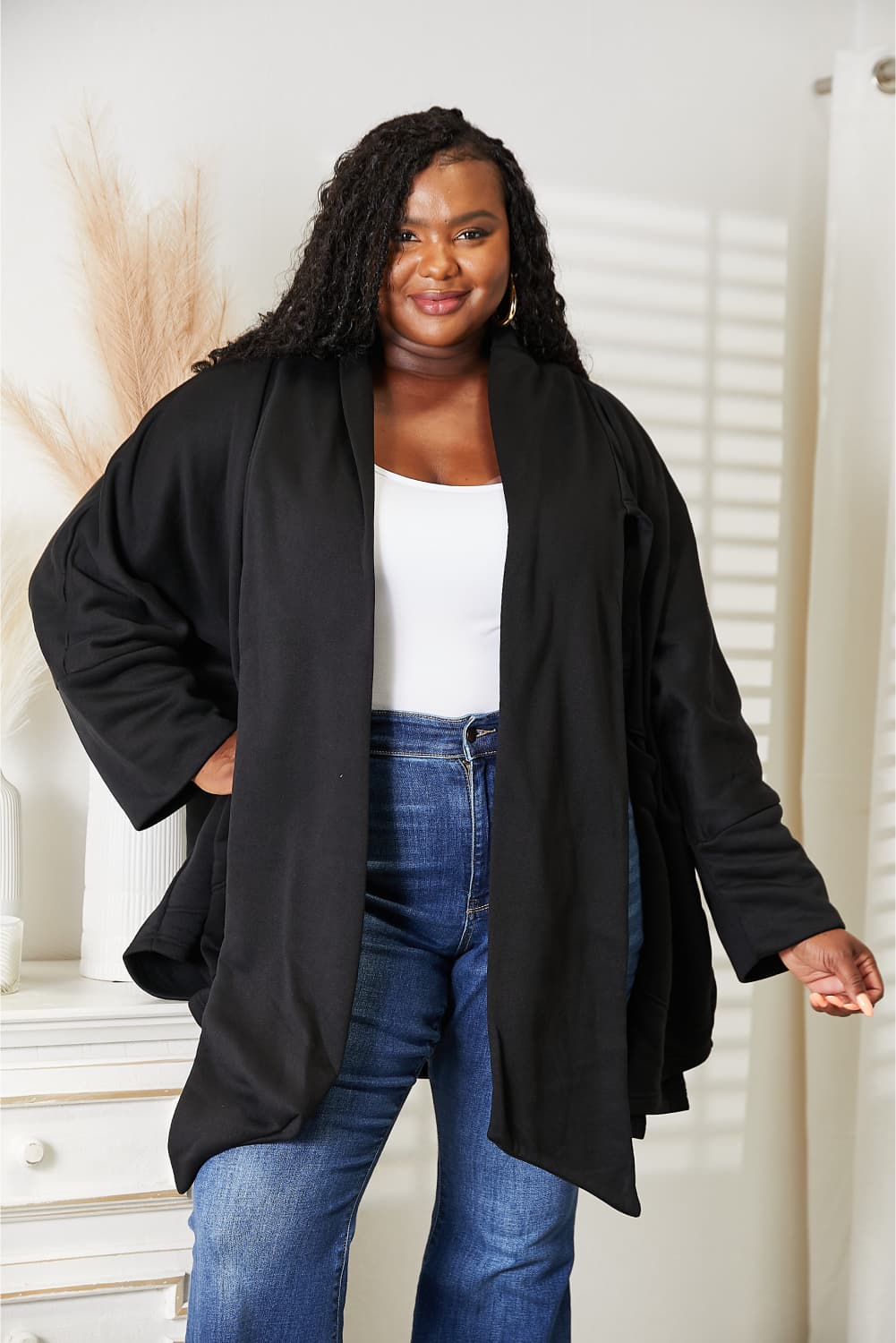 HEYSON Women's Full Size Cardigan with Elegant Scarf Design - Versatile & Stylish