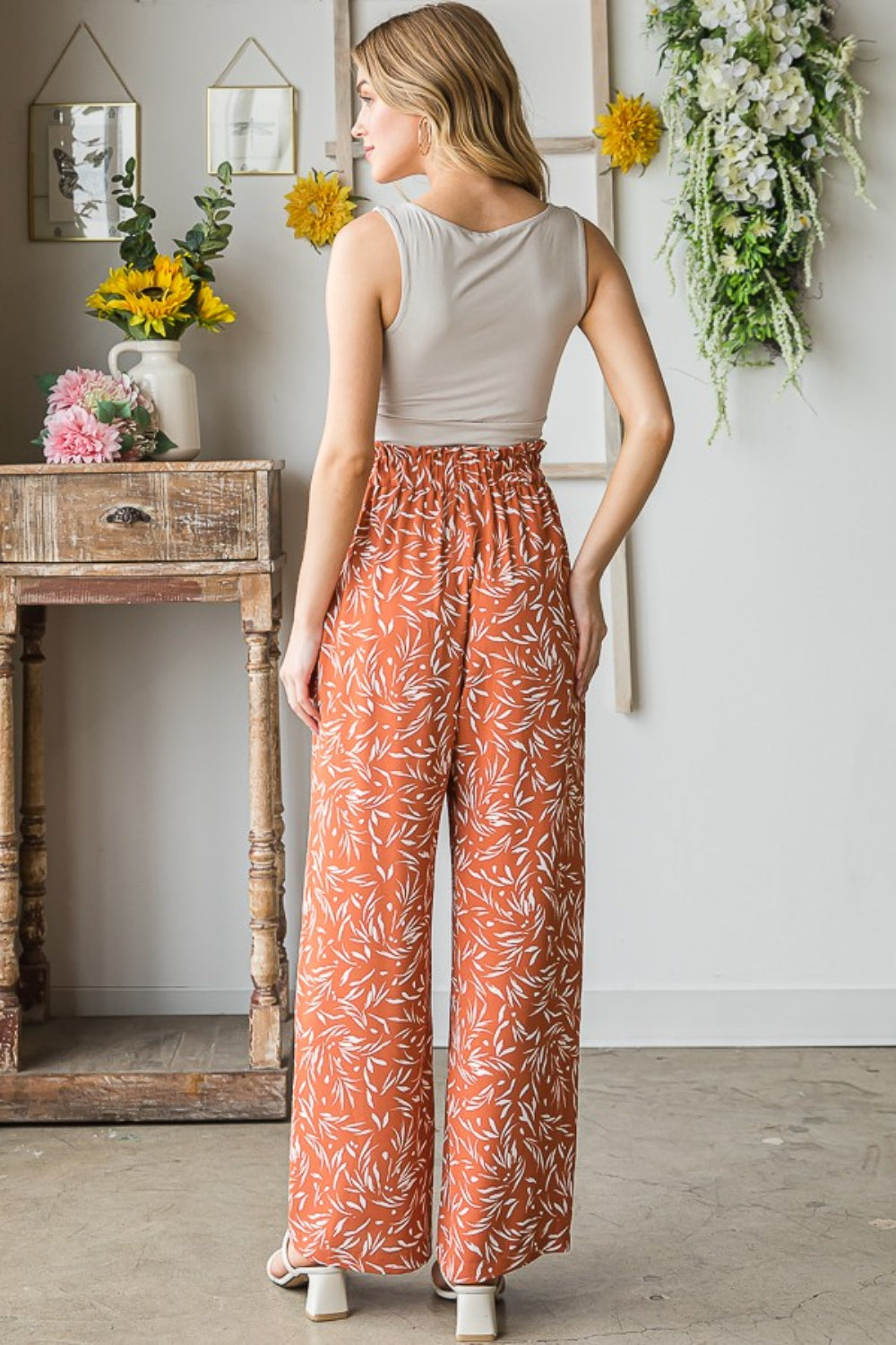 Heimish Women's Printed Tie-Waist Straight Leg Casual Pants - Trendy & Comfortable