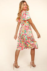 Chic Haptics Tiered Floral Midi Dress with Pockets - Feminine & Functional