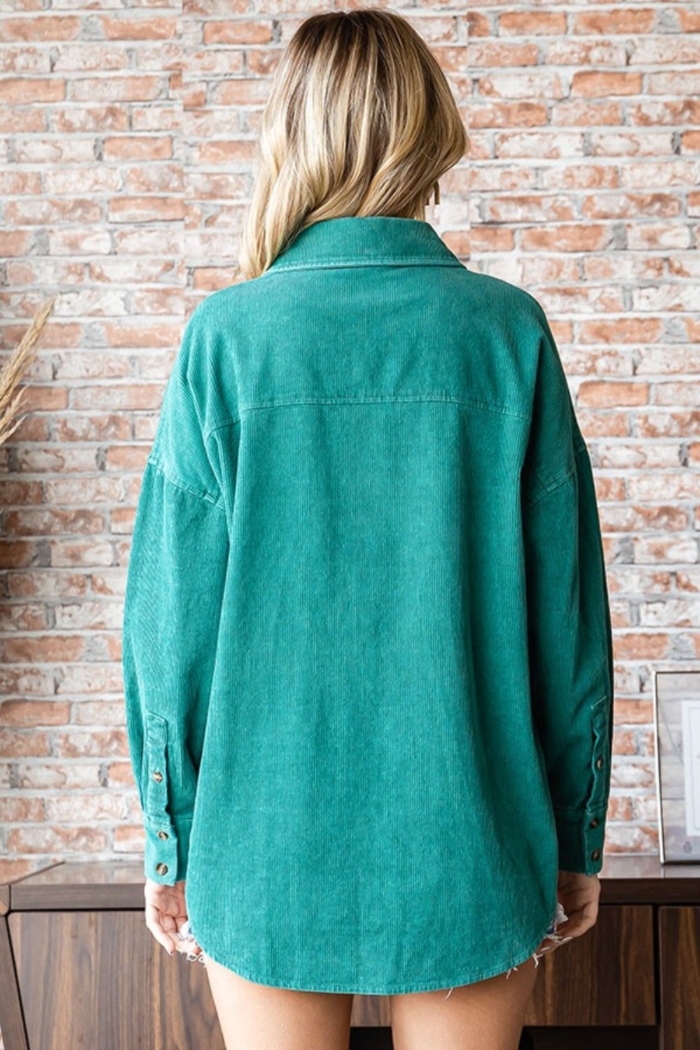 First Love Washed Corduroy Long Sleeve Button Down Shirt - Classic & Chic