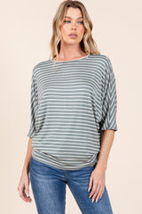 BOMBOM Women's Striped Boat Neck Dolman Sleeve Top - Elegant, Versatile, and Comfortable