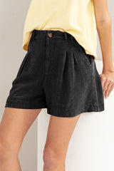 HYFVE Women's High Waist Pleated Linen Shorts - Trendy Summer Style