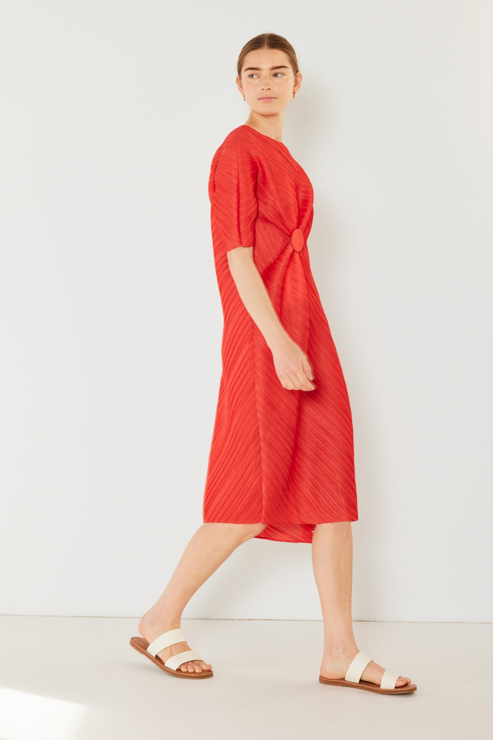 Elegant Pleated Dolman Sleeve Dress by Marina West Swim