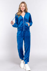 ACTIVE BASIC Faux Fur Cozy Zip-Up Hoodie & Joggers Set - Ultimate Comfort & Style
