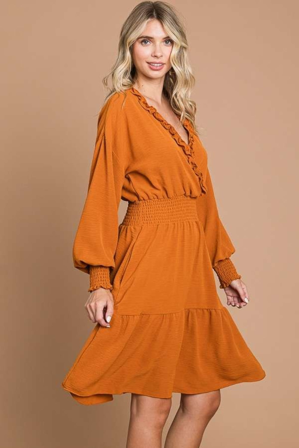 Culture Code Frill Smocked Lantern Sleeve Mini Dress - Chic & Enchanting Look