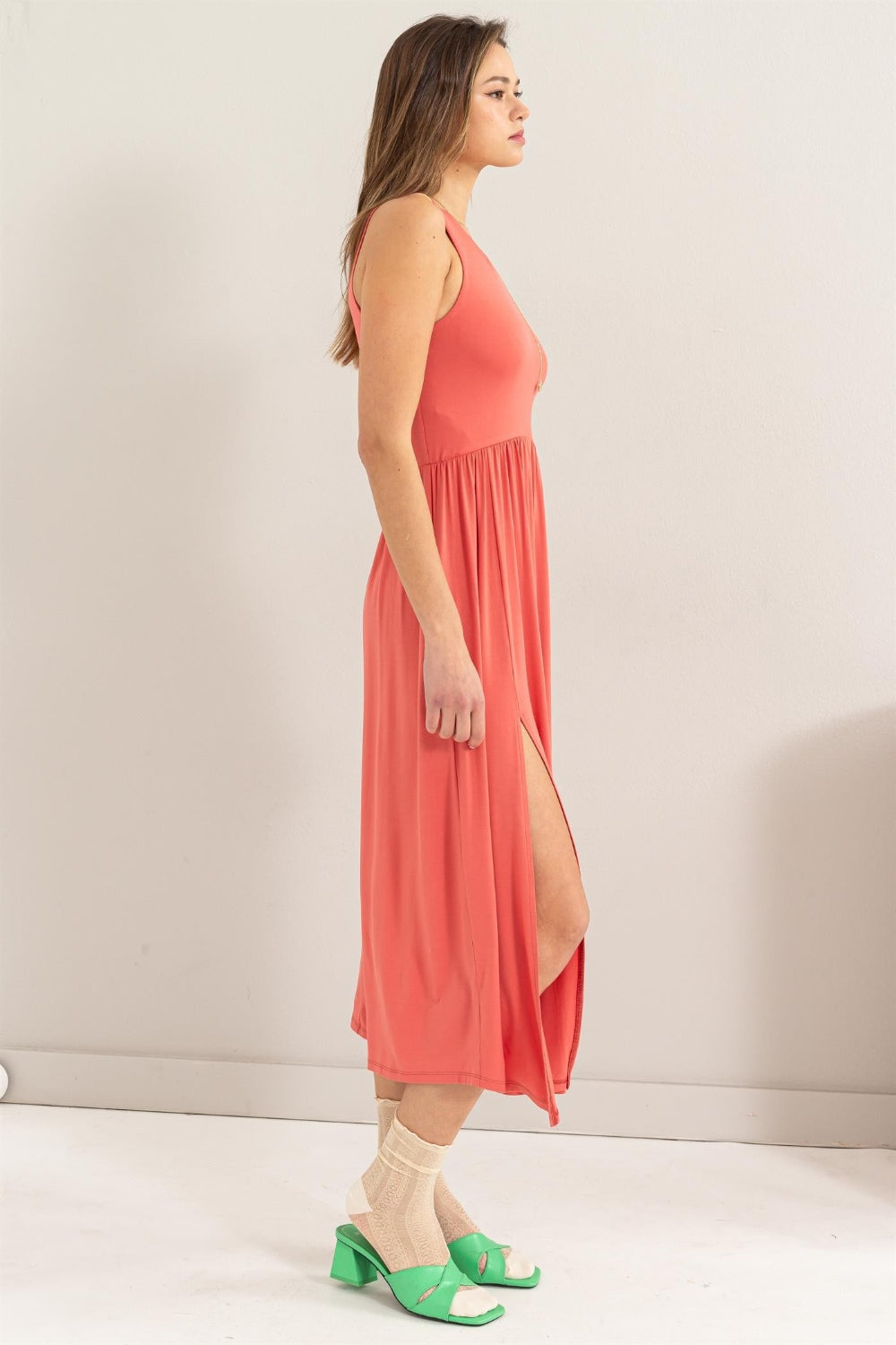 HYFVE Chic Sleeveless Slit Midi Dress - Effortless Style & Versatility