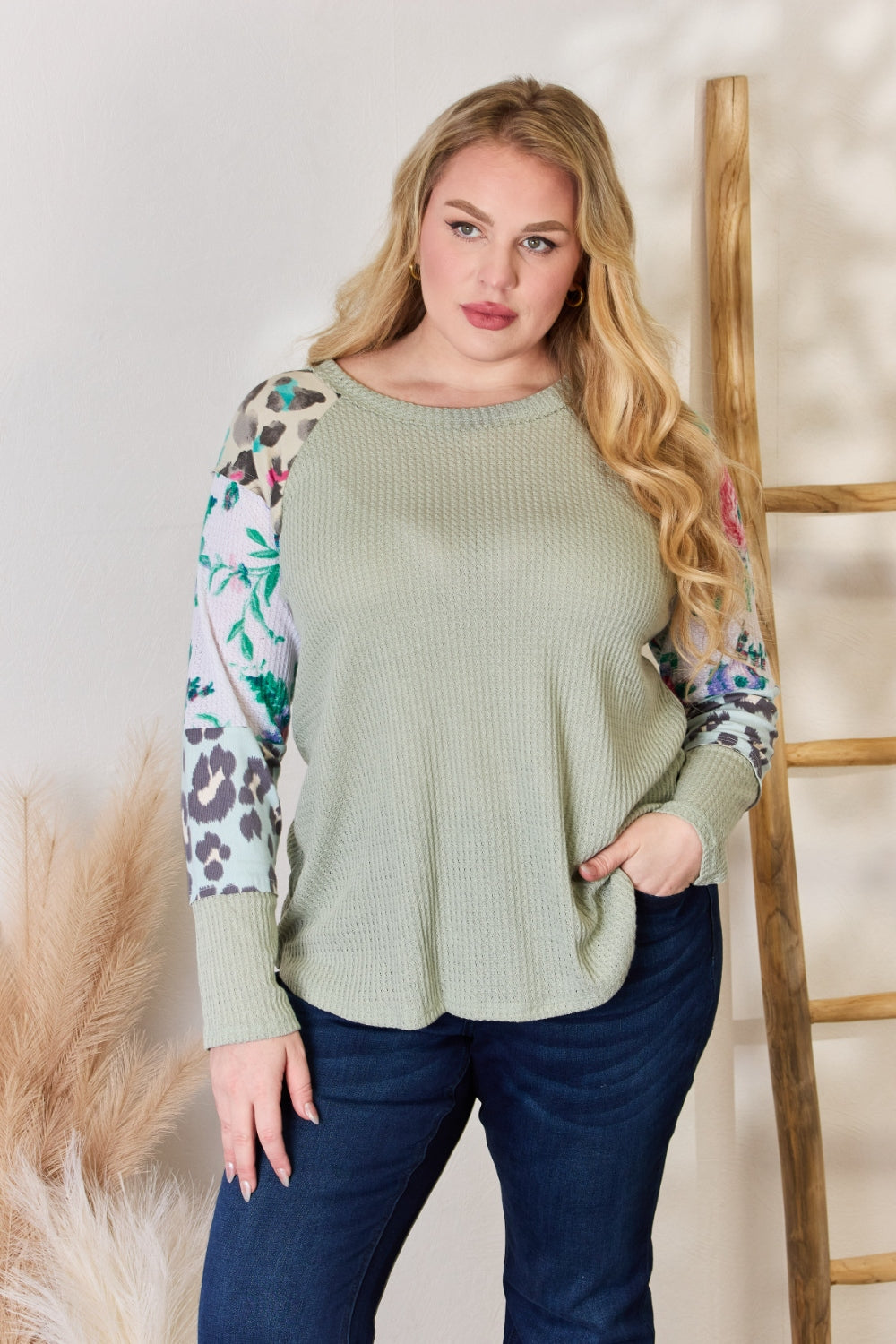 Hailey & Co Full Size Printed Round Neck Blouse - Versatile Women's Top