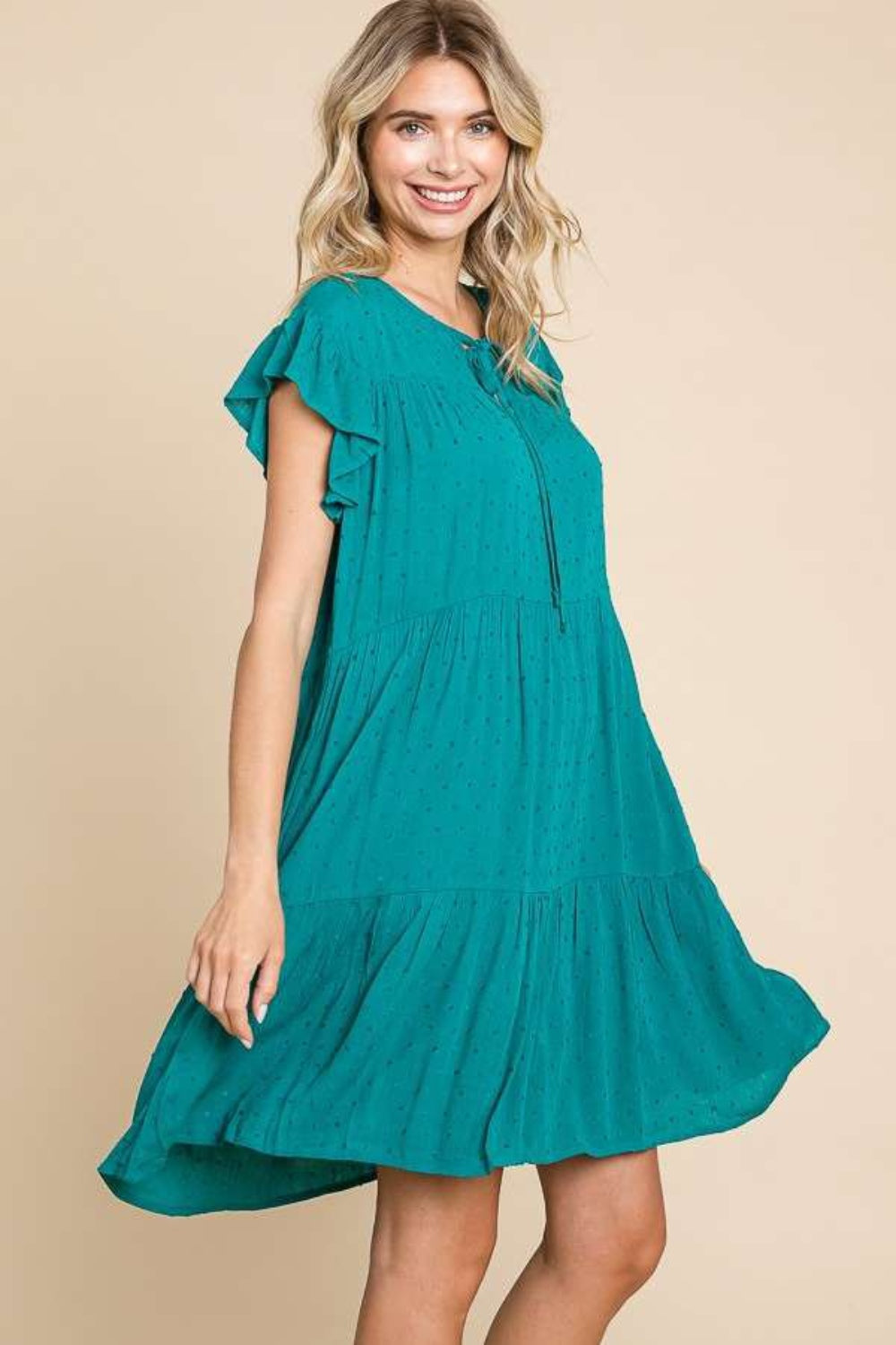 Chic Ruffle Cap Sleeve Tiered Dress - Feminine & Stylish Design | Culture Code
